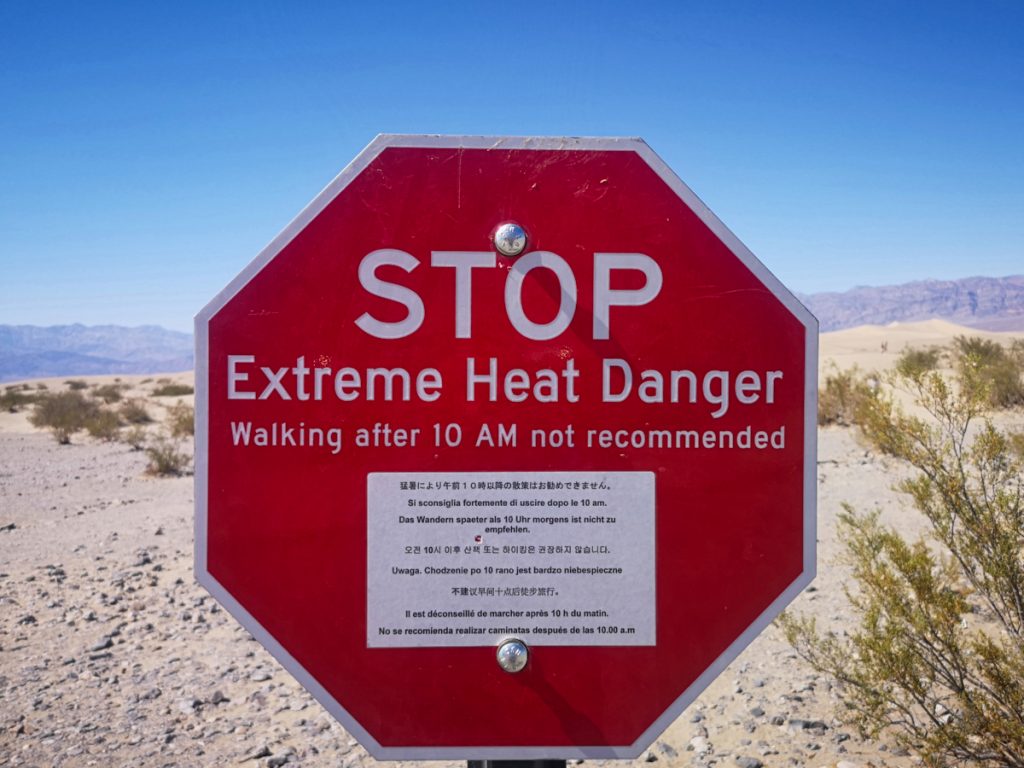Extreme heat danger in Death Valley